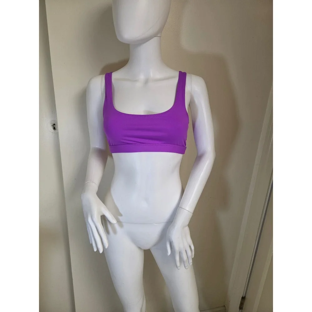 SKIMS Swim Scoop Neck Bikini Top Purple Recycled Nylon Size‎ Small